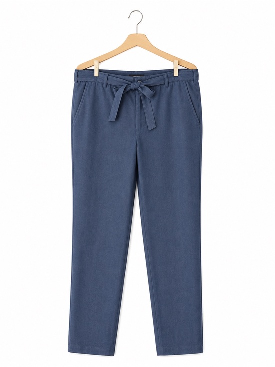 Banana Republic Pants - Banana Republic Avery Tie Waist Pants Chambray Cotton 12 Coastal Grandmother